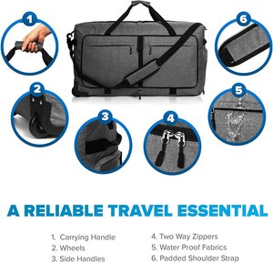 Bolsa de lona con ruedas personalizada Equipaje-100L Bolsa de lona con ruedas grande Bolsa de lona plegable de <span class=keywords><strong>30</strong></span> pulgadas para viajes - Product Image 5