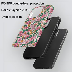 <span class=keywords><strong>Coque</strong></span> fleur rose pour iPhone 16 Pro Max 15 14 13 12 11 PRO <span class=keywords><strong>7</strong></span> 8 <span class=keywords><strong>Plus</strong></span> SE 16E Coques de <span class=keywords><strong>t</strong></span>éléphone à sublimation double couche deux en un - Product Image 2
