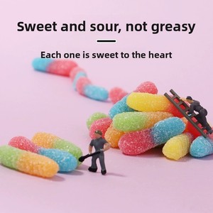 Bonbons Gélifiés <span class=keywords><strong>en</strong></span> Forme de Vers, de Chinchillas, de Petits Ours et de Cœurs, Saveur Barbe à Papa, <span class=keywords><strong>Sucre</strong></span> Roux, Étoiles Multicolores, Couleur Sable Acide, Sachet 60g - Product Image 3
