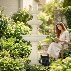 <span class=keywords><strong>Fontaine</strong></span> d'eau décorative de jardin portable <span class=keywords><strong>à</strong></span> 3 niveaux en résine de fibre de verre avec <span class=keywords><strong>énergie</strong></span> <span class=keywords><strong>solaire</strong></span> et batterie - Product Image 5
