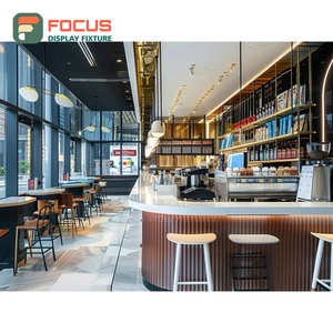 Vitrina Moderna para Café, Panel de Vidrio Alto, Gabinete de Exhibición para Cafetería en Roble Blanco - Product Image 1