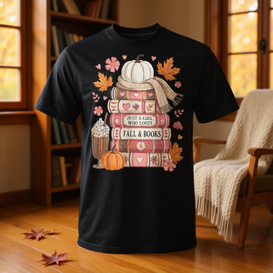 Juste une fille qui aime les livres d'automne, T-shirt pour les lecteurs de livres d'automne - Product Image 3