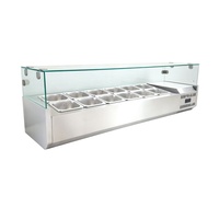 Réfrigérateur de présentation de comptoir 1500 mm pour ingrédients de salade, table de préparation réfrigérée pour bar à salades, pizzas et traiteur
