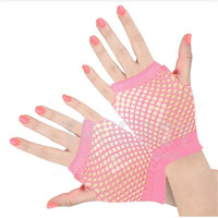Gants courts d'été pour femmes et jeunes filles, couleur néon bonbon, à doigts complets, sans doigts ou à demi-doigts, sexy, en maille ajourée