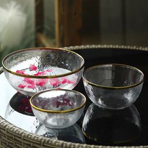 Platos de presentación redondos minimalistas de vidrio con borde dorado 2024 para eventos, bodas, camping y fiestas - Product Image 3