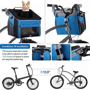 <span class=keywords><strong>Cesta</strong></span> de bicicleta para perros, portabicicletas para mascotas de lado suave con 4 mallas para cachorros medianos para perros y gatos-Azul - Product Image 4