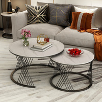 Meubles de salon ronds nordiques BLANC Ensemble de tables basses Muebles De Sala Mdf