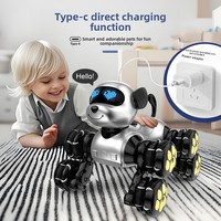 Robot chien télécommandé électrique intelligent en plastique à huit roues, jouet acrobatique rose mignon pour enfants