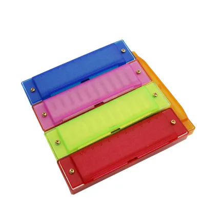 OEM कस्टम लोगो के साथ रंगीन हारमोनिका 10 छेद सस्ते बच्चे मिनी हारमोनिका प्लास्टिक बॉक्स