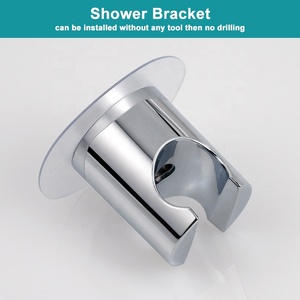 Support de pommeau de <span class=keywords><strong>douche</strong></span> noir chromé, adhésif puissant et étanche, support mural pour douchette à main, sans perçage - Product Image 3
