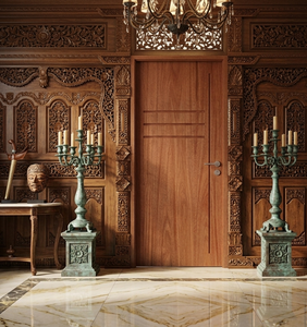 Porte en bois Meranti à âme pleine, design élégant, finition lisse, intérieur/extérieur, taille personnalisée, fabricant, export - Product Image 2