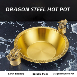 Nuevo Producto Explosivo: Olla Caliente Ecológica de Acero Inoxidable Triple con Diseño de Dragón Chino Moderno y Spray de Hielo Seco - Product Image 2