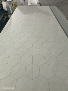 Panel de Pared <span class=keywords><strong>para</strong></span> Ducha de PVC con Diseño Hexagonal Beige de Mármol y Concreto, 1/1.2m, de la <span class=keywords><strong>Mejor</strong></span> Calidad, Impermeable, con Acabado UV, <span class=keywords><strong>para</strong></span> Decoración de Baños - Product Image 1