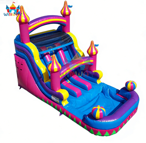 Château gonflable avec toboggan aquatique et piscine - Toboggan gonflable à double voie de qualité commerciale pour les locations de fêtes pour filles - Product Image 3