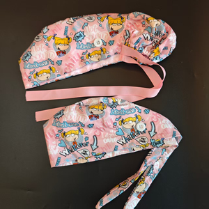 Cuffie da Infermiere con Design Cartoon e Porta Badge Abbinato, Stampa Bratzs, Cappelli Chirurgici con Laccio Posteriore, Fodera in Raso - Product Image 5