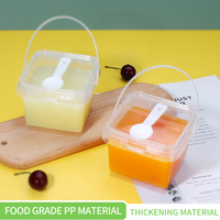 Boîte à dessert carrée en plastique de 440 ml avec couvercle et cuillère, qualité alimentaire, grande capacité pour mousse, gâteau, tiramisu, salade
