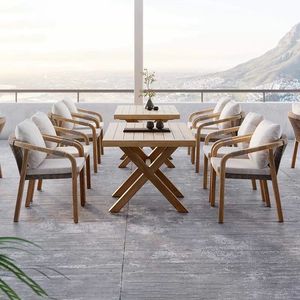 Juego de Mesa y Sillas de Comedor de Teca para Exteriores, Precio Directo de Fábrica, Muebles de Patio para Villa, Hotel, Balcón, Jardín - Product Image 5