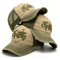 Gorra Trucker Unisex Ajustable al por Mayor, de 6 Paneles, Bicolor, con Malla Transpirable, Estilo Desgastado, para Logotipo Personalizado