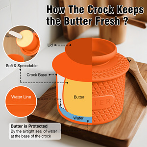 Hot Sale European Design Ceramic Silicone Butter Dish with Lid Eco-Friendly Home <b>Kitchen</b> <b>Accessory</b> Includes Butter Knife - Product Image 5