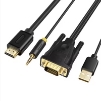 Câble de conversion audio VGA mâle/femelle en gros ZEANDA Z-65337 avec boîtier en PVC, adaptateur d'alimentation et connecteurs inclus