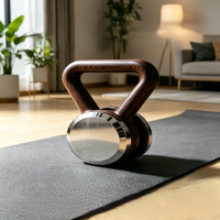Kettlebell haltère en bois de noyer 6 kg avec cœur en acier inoxydable, poignée ergonomique, écologique, portable, pour entraînement de force à domicile