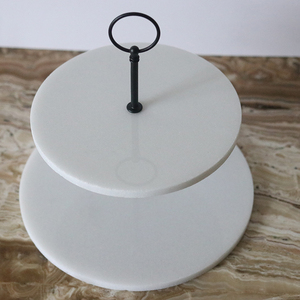 Оптовая продажа с фабрики в Китае, декоративные 2 яруса натуральный белый мрамор подставка для свадебного торта для дома - Product Image 2