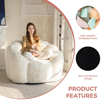 Fauteuil pouf commercial sans structure, confortable et douillet, en forme de fleur, géant, moderne, pour salon