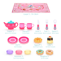 Kit de desserts pour enfants, jouet de cuisine, ensemble de thé avec tapis, 100% pièces