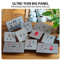 Interruptor de Pared con Panel de PC Gris Ultrafino, Ignífugo, Estándar Británico 13A 250V, con Puertos USB, Precio de Fábrica KSQ