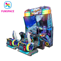FUNSPACE Machine de jeu de course pour deux joueurs, simulateur de conduite de voiture d'arcade à monnayeur, écran vidéo 65 pouces, version anglaise