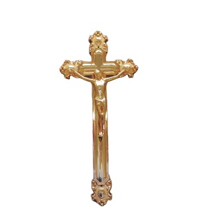 Золотой пластиковый крест с Иисусом 7 # похоронный гроб с гробом крест - Product Image 3