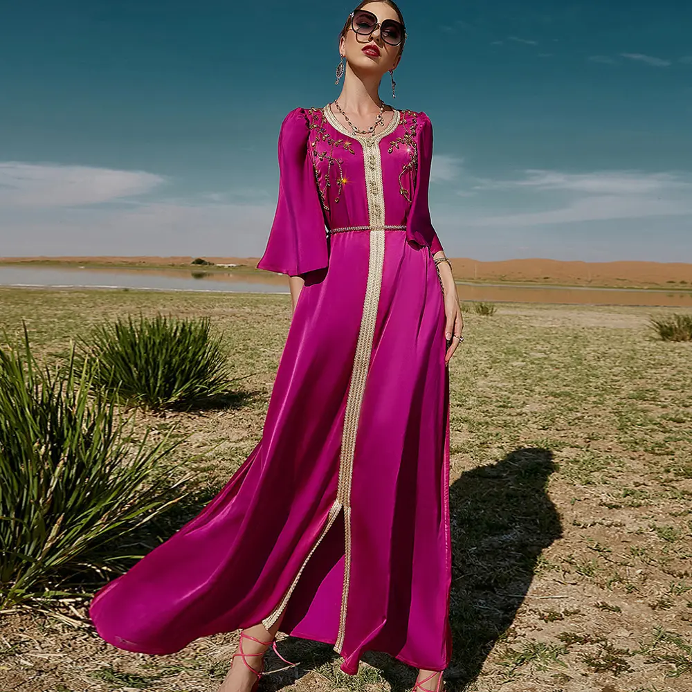 Robe longue de dubaï pour femmes, robe de mariage musulmane Abayas arabe moyen-orient, vêtements islamiques marocain Jalabiya