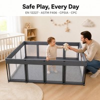 Parc de jeu pliable en acier inoxydable pour bébé, tout-petit et enfant, avec verrou de sécurité, pliage en un clic, portable, intérieur/extérieur, 150x200CM