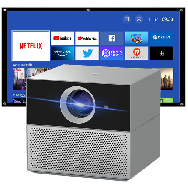 Dust-Proof Netflix Certified 4K 1080P Smart Android 9 Linux LED Home Projector Auto Focus 4D Keystone Portable HIFI Stereo Glass