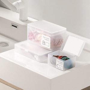 Clip Sticker Card Small Item <b>Storage</b> Box Rectangle Frosted Transparent Stackable <b>Plastic</b> <b>Drawer</b> Sorting Organizing Box - Product Image 4