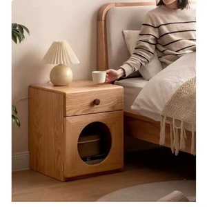 Table de chevet et table d'appoint de canapé multifonction en bois de luxe avec niche pour chat intégrée - Product Image 3