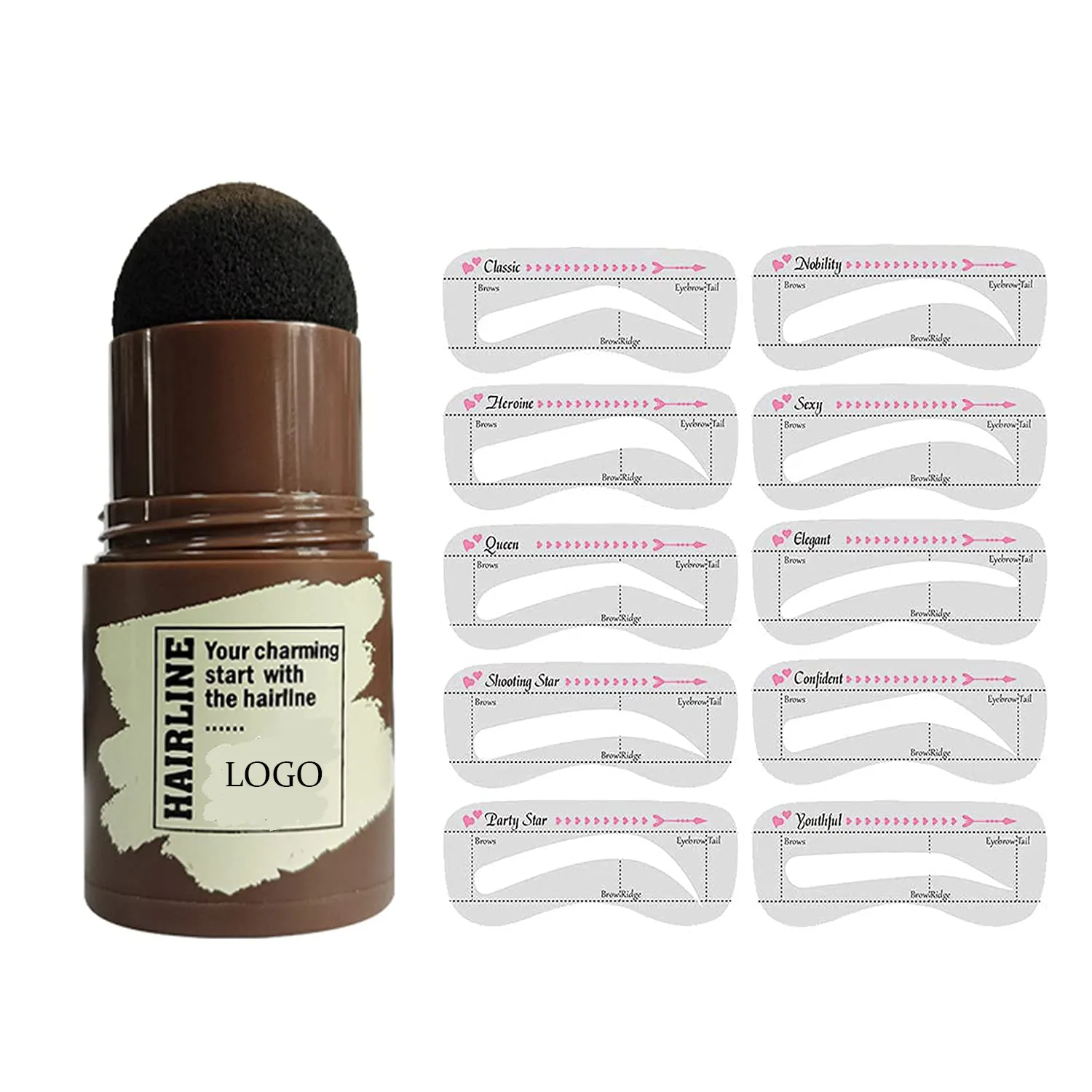 OEM ODM LOW MOQ Custom Logo Private Label Hot Sell Stamp and Stencil Kit for Brow Waterproof Eyebrow Stamp