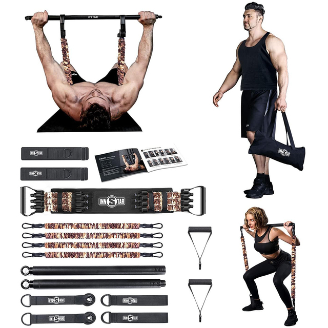 Innstar Resistance Band Kit Bandas De Resistencia bar with Fitness Resistance Band Home Gym Bench Press Band