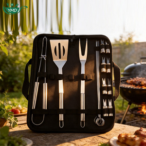 Juego de herramientas para barbacoa de acero inoxidable portátiles: espátula, pinzas, tenedor, brochetas <span class=keywords><strong>y</strong></span> soporte para maíz, con bolsa de transporte, apto para lavavajillas - Product Image 2