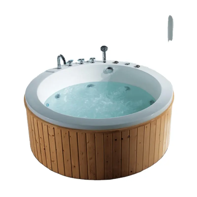 Grande baignoire d'extérieur en bois ronde pour 4 personnes, baignoire chauffante circulaire, pour la relaxation, 2020