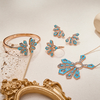 Parure de bijoux en laiton pour femme, forme irrégulière, quatre pièces, avec zircone étincelante, collier, boucles d'oreilles, bagues et bracelets, best-seller à Dubaï