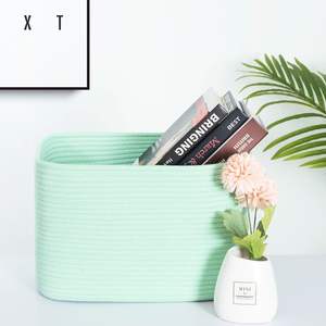 ตะกร้าผ้าเชือกคอตตอนทอสีม่วงสำหรับใส่เสื้อผ้าและของเล่นพร้อมที่จับ - Product Image 4