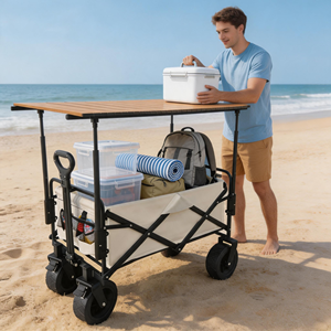 4-Wheel Adjustable Height Folding Table for <b>Camping</b> Picnic Outdoor Use-200kg Load-Bearing <b>Storage</b> - Product Image 1