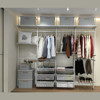 Système de rangement autoportant moderne en acier avec portes en MDF, montage facile, pour salon et dressing