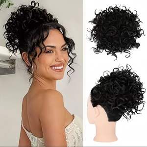 Queue de cheval bouclée courte et volumineuse à cordon de serrage, style désordonné, en fibre haute température, pour le commerce extérieur Europe-Amérique - Product Image 2