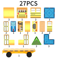 Juego de Construcción de Autobús Escolar con 27 Piezas Magnéticas, Impresión UV, Juguete Educativo STEM para Niños, Venta al Por Mayor, OEM, Personalizado