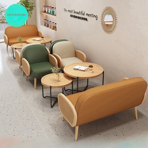 Bán Buôn Rắn Gỗ Rộng Ngồi Sâu Sofa Mây Tự Nhiên Nhà Hàng Thiết Lập - Product Image 1