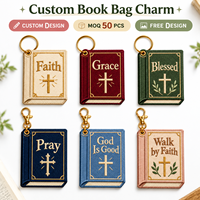 Breloque de sac brodée personnalisée en forme de livre chrétien, croix de la foi, porte-clés de prière pour sacs à main, sacs à dos, sacs fourre-tout, cadeaux religieux