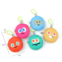2026 Mini Porte-monnaie Rond pour Écouteurs, Sacs à Clés, Portefeuilles Mignons Couleur Bonbon à Motif Dessin Animé, Mini Sacs de Rangement pour Écouteurs et Rouge à Lèvres avec Pendentif