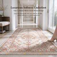 Tapis de sol ChamXue, style persan rétro, tapis de couloir en peluche, fausse fourrure de cachemire, antidérapant, pour chambre à coucher, lavable en machine